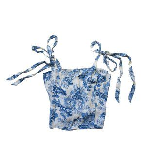 NWT Reformation Ellora Top in Olympia Floral Tie Strap Smocked Blouse 12